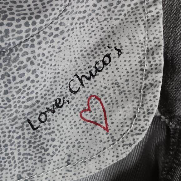 Chico's Platinum Denim Jeans Size 1.5 (14) Light Gray Wash Jeweled Back Pockets - Picture 13 of 13